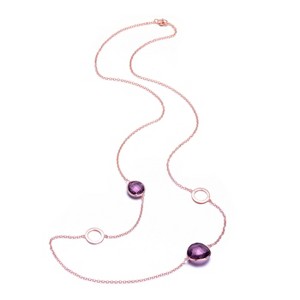 Guili Rose Gold Plated Purple Cubic Zirconia Charm Necklace, a captivating and vibrant design that adds a touch of color and brilliance. - 1 of 3