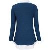 Coolmee Women's Contrast Collared Shirts Long Sleeve Patchwork Work Blouse Tunics Tops - 3 of 4