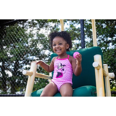 Disney Minnie Mouse Little Girls One Piece Bathing Suit Rash Guard Modest Swimsuit Skirt and Bottom 5 Set 5-6 — фото 2