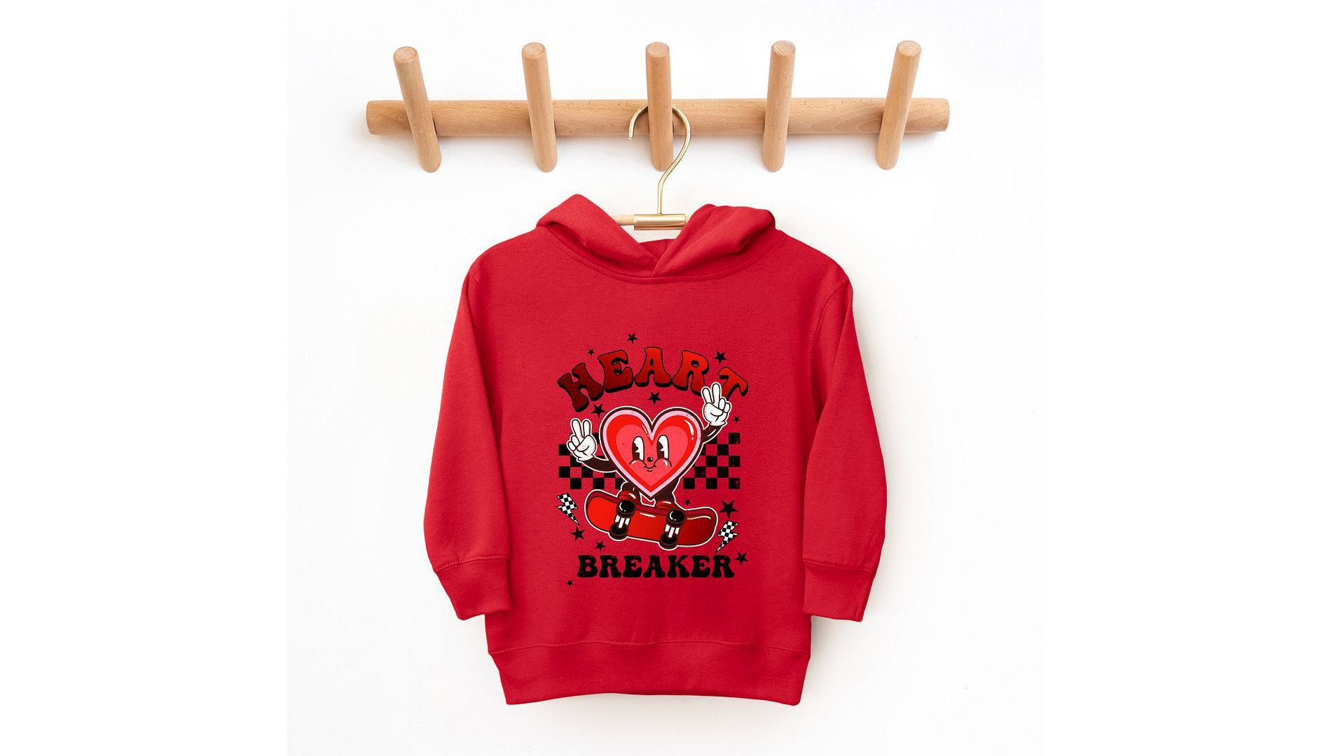 The Juniper Shop Heart Breaker Skater Toddler Graphic Hoodie - 5/6 - Red