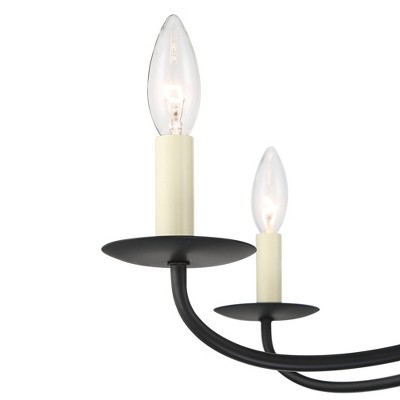 Black Metal 42" Wide Traditional Candle Chandelier