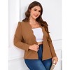 Women's Plus Size Blazer Scallop Neck Puff Sleeve Peplum Waist Long Sleeve Suit Jacket - 3 of 4