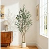 4/5/6/7FT Artificial Olive Tree, Faux Silk Plant with Natural Wood Trunk, Lifelike Fruits, Imitation Ceramic Planter & Green Moss for Home Office - 2 of 4