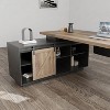 SAINTCY Modern L-Shaped Executive Desk for Home Office 63" Wide Workspace with Sliding Cabinet Doors, 3 Drawers, File Storage Shelves - 4 of 4
