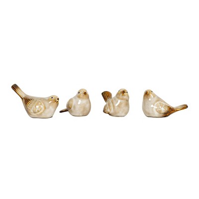 Set of 4 Bird Accents White Porcelain by Foreside Home & Garden