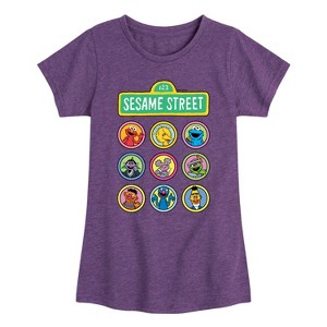 Girls' - Sesame Street - Character Grid Fitted Short Sleeve Graphic T-Shirt - 1 of 4