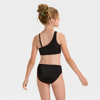 Cat & Jack Girls' 'I Heart It' Solid Bikini Set - Cat & Jack™ Black S — фото 2