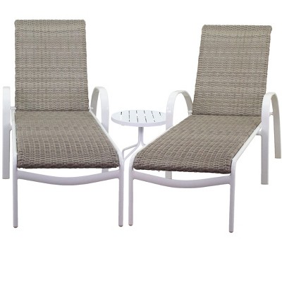 Courtyard Casual Santa Fe Wicker 3 pc Chaise Lounge Set  Includes one 20" End Table and two Chaise Loungers
