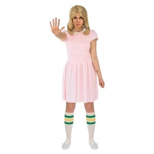 Stranger Things Eleven Short Sleeve Adult Costume Dress - Pink - 1 of 4