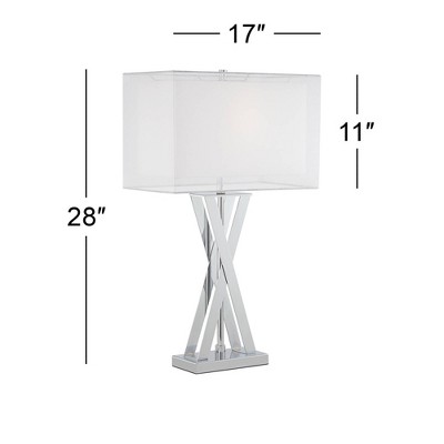 Proxima Chrome X-Shaped Base Table Lamp with White Fabric Shade