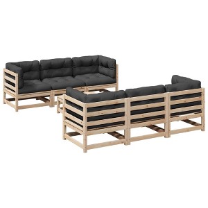 vidaXL Patio Sofa Set with Cushions - 7 Piece Modular Outdoor Furniture - Solid Pine Wood - Ideal for Garden, Terrace, Patio - 1 of 4