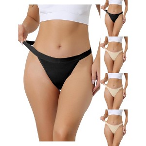 Allegra K Women's Breathable Soft Stretch 4 Layers Medium Waist Thongs Multicolored - 1 of 4