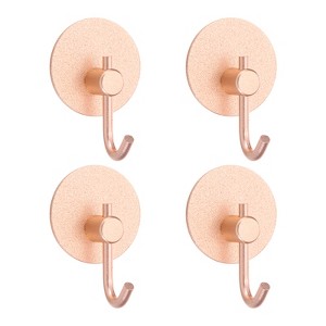 Unique Bargains Aluminum Self-Adhesive Bathroom Kitchen Towel Hooks 4 Pcs - 1 of 3