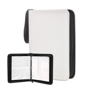Unique Bargains Zipper Holds 400 Top Loaders 4 Pocket Trading Card Binder  Silver Light-Textured Cover : Target