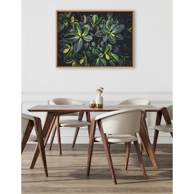 Large Botanical Greenery Canvas Print with Natural Frame