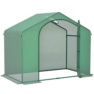 6' x 3' x 5' Portable Walk-in Greenhouse, PE Cover, Steel Frame Garden Hot House, Zipper Door, Top Vent for Flowers, Vegetables, Saplings - 1 of 4