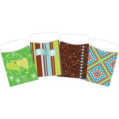 4pk 30ea Nature's Colors Peel & Stick Library Pockets - Barker Creek