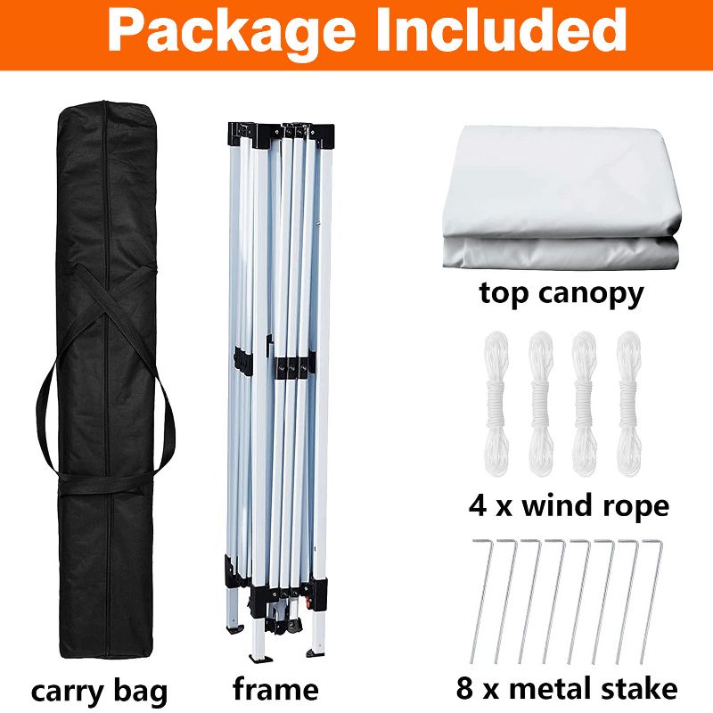 SUGIFT 10 ft. x 10 ft. White Instant Canopy Pop Up Tent with Carry Bag, 4 of 9