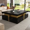 Modern Black Square Storage Coffee Table With 4 Drawers - 3 of 4