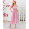 Women's Dress Casual Summer Spaghetti Strap Dress Button Down Sleeveless A Line Beach Swing Midi Sundress - 2 of 4