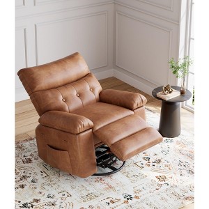 Oversized Wide Rocker Swivel Recliner Chair - Faux PU Leather Large Manual Recliner for Adults - 1 of 4