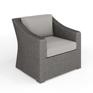 Martha Stewart Bedford Indoor-Outdoor Patio Accent Chair in Rattan Wicker with All-Weather Cushions - 1 of 4