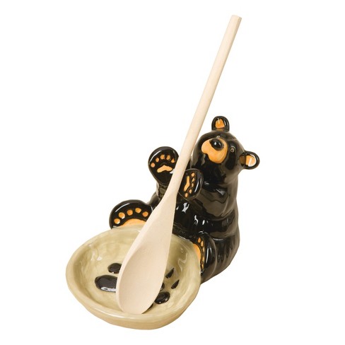 Demdaco Black Bear Friends Resin Salt and Pepper Shakers and Toothpick  Holder