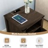 Vipbear 18" Rustic Nightstand with Chargers Dark Gray Living Room Rustic Nightstand Wooden Nightstand - 3 of 4