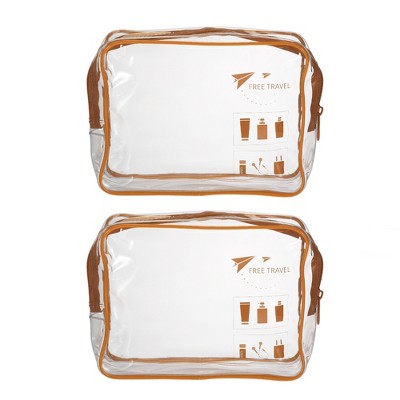 Unique Bargains Women's Transparent Waterproof Business Travel Makeup Bags Brown 2 Pcs
