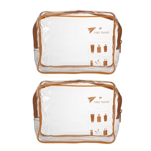 Unique Bargains Women's Transparent Waterproof Business Travel Makeup Bags Brown 2 Pcs - 1 of 4