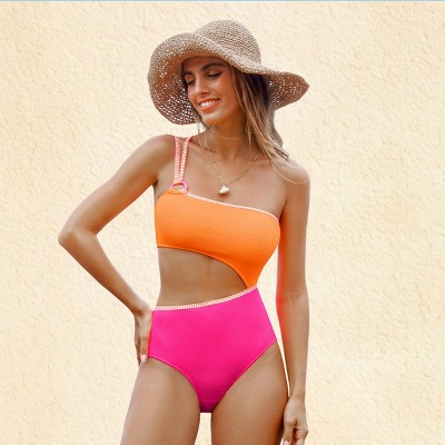 Women's Solar Flare Neon Colorblock Cutout One-Piece Swimsuit - Cupshe