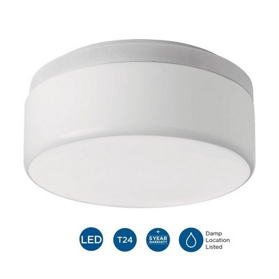 Progress Lighting Maier 1-Light LED Flush Mount, Brushed Nickel, Etched White Opal Acrylic Diffuser, ENERGY STAR, Title 24