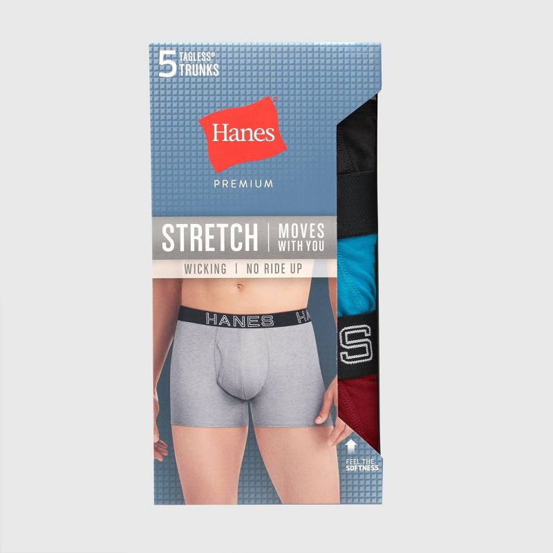 Hanes Premium Men's Mid-Rise Stretch Trunks 5pk - Blue/Black/Gray, 5 of 5