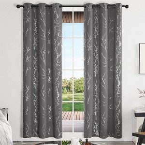 Deconovo Blackout Silver Tree Twigs Curtains 42 Width(2 Panel) - 1 of 4