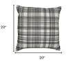 20" White and Black Check Cotton Blend Throw Pillow With Embroidery - 3 of 4