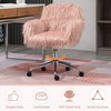 TiramisuBest Pink Faux Fur Swivel Vanity Chair, Adjustable Height, Wheels, 264lbs Capacity - 2 of 4