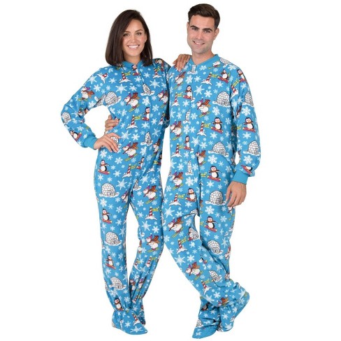 Shark Frenzy Hoodie One Piece - Adult Hooded Footed Pajamas