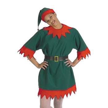 Halco Adult Christmas Elf Tunic with Hat Costume - One Size Fits Most - Green