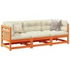 vidaXL 3 Piece Patio Sofa Set - Solid Pine Wood with Cream Cushions - Outdoor Deck Garden Lounge Furniture, Modular Flexibility, Wax Brown Finish - 2 of 4