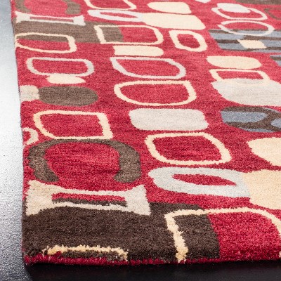Red and Multi Wool Handmade Tufted 4' x 6' Area Rug