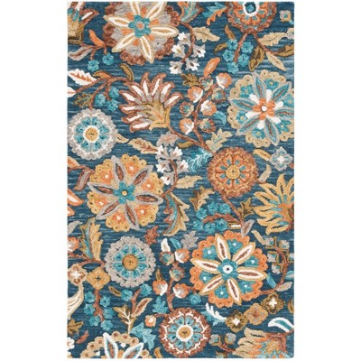 Blossom BLM409 Handmade Tufted Area Rug - Blue/Ivory - 6' X 9' - Safavieh