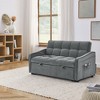 47" Velvet Adjustable Back Loveseat Sofa Bed with Pull-out Bed, USB/Type-C Charging and Copper Nail Accents - 4 of 4