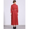 INSPIRE CHIC Women's Casual Pleated Collar V Neck Belted Maxi Dresses - 3 of 4