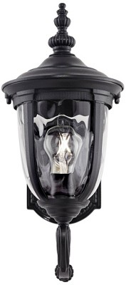 Black Texturized Outdoor Wall Light with Clear Hammered Glass