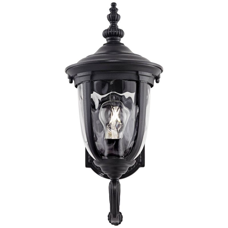 John Timberland Bellagio Vintage Rustic Outdoor Wall Light Fixture Texturized Black Upbridge 16 1/2" Clear Hammered Glass for Post Exterior Barn Deck, 5 of 8