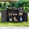 Wicker Outdoor Storage Cabinet,Table With Tempered Glass Tabletop And Drawer,Adjustable Shelf,Indoor Outdoor Bar Height Table-Coolbibila - 2 of 4