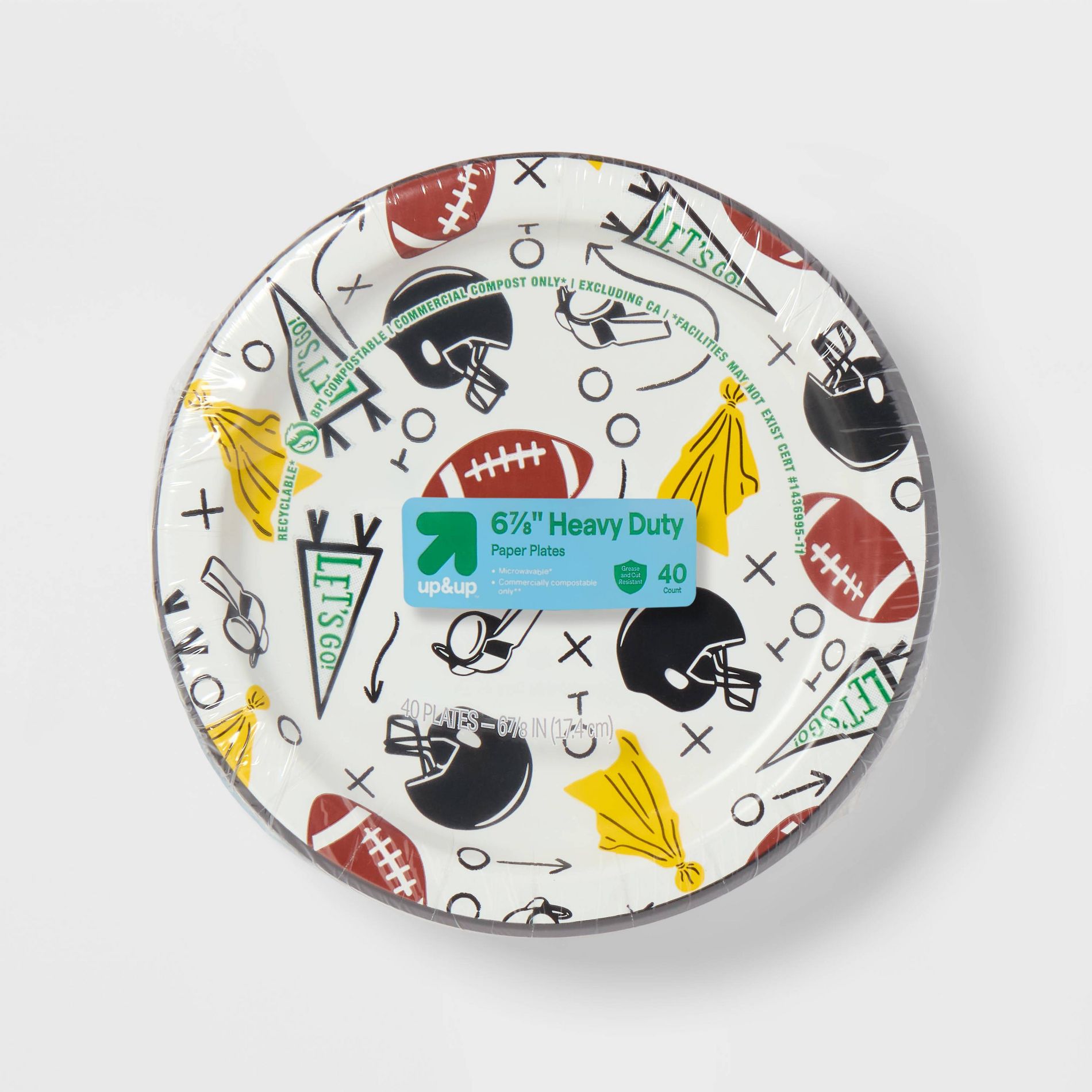 Game Day Disposable Plates 7" - Football Icons - 40ct - up&up™