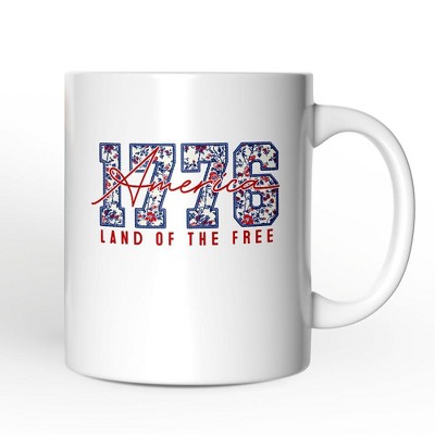 Retro America 1776 Floral Mug, Land of the Free Patriotic Gift| OrnamentallyYou