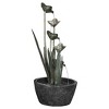 35.5" Metal Plant Water Fountain with 5 Leaves Gray - Hi-Line Gift - image 3 of 4