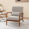 Costway Modern Accent Chair Leisure Armchair with Rubber Wood Frame & Lumbar Pillow Gray/Beige - 3 of 4